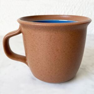 Dansk BLT Pottery Blue Mug 3-1/2" Coffee Cup Thailand Brown/Blue Interior